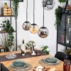 Gastor Hanglamp, Kogellampje, Hanglamp Amber, Rookkleurig, 3-lichts