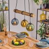 Koyoto Hanglamp, Kogellampje, Hanglamp Natuurlijke kleuren, Zwart, 3-lichts