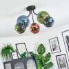 Koyoto Plafondlamp, Kogellampje 52 cm Blauw, Groen, Koperkleurig, 5-lichts