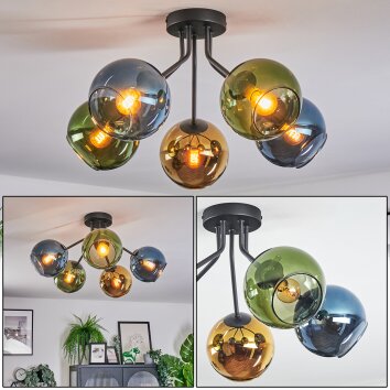 Koyoto Plafondlamp, Kogellampje 52 cm Blauw, Goud, Groen, 5-lichts