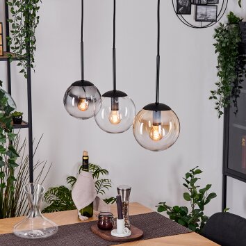 Gastor Hanglamp, Kogellampje, Hanglamp Amber, Duidelijk, Rookkleurig, 3-lichts