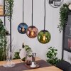 Gastor Hanglamp, Kogellampje, Hanglamp Blauw, Groen, Koperkleurig, 3-lichts