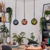 Gastor Hanglamp, Kogellampje, Hanglamp Blauw, Groen, Koperkleurig, 3-lichts