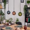 Gastor Hanglamp, Kogellampje, Hanglamp Blauw, Groen, Koperkleurig, 3-lichts