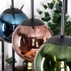 Gastor Hanglamp, Kogellampje, Hanglamp Blauw, Groen, Koperkleurig, 3-lichts