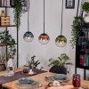 Gastor Hanglamp, Kogellampje, Hanglamp Blauw, Groen, Duidelijk, Koperkleurig, 3-lichts