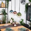 Gastor Hanglamp, Kogellampje, Hanglamp Blauw, Groen, Duidelijk, Koperkleurig, 3-lichts