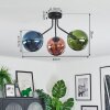Gastor Plafondlamp, Kogellampje Blauw, Groen, Koperkleurig, 3-lichts