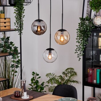 Gastor Hanglamp, Kogellampje, Hanglamp Amber, Duidelijk, Rookkleurig, 3-lichts
