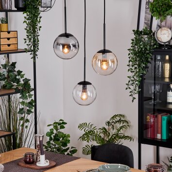 Gastor Hanglamp, Kogellampje, Hanglamp Amber, Duidelijk, Rookkleurig, 3-lichts