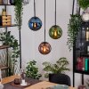 Gastor Hanglamp, Kogellampje, Hanglamp Blauw, Groen, Koperkleurig, 3-lichts