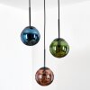 Gastor Hanglamp, Kogellampje, Hanglamp Blauw, Groen, Koperkleurig, 3-lichts