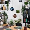 Gastor Hanglamp, Kogellampje, Hanglamp Blauw, Groen, Koperkleurig, 3-lichts
