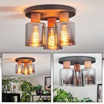 Mador Plafondlamp Natuurlijke kleuren, Zwart, 3-lichts