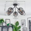 Koyoto Plafondlamp, Kogellampje 52 cm Rookkleurig, 5-lichts
