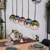 Gastor Hanglamp, Kogellampje, Hanglamp Blauw, Groen, Duidelijk, Koperkleurig, 5-lichts