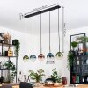 Gastor Hanglamp, Kogellampje, Hanglamp Blauw, Groen, Duidelijk, Koperkleurig, 5-lichts