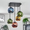 Koyoto Plafondlamp, Kogellampje Blauw, Goud, Groen, Koperkleurig, 5-lichts