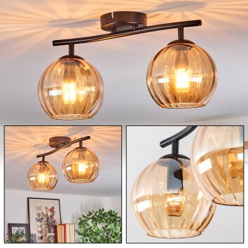 Koyoto Plafondlamp, Kogellampje Amber, 2-lichts