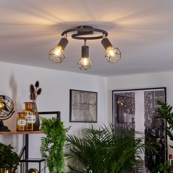 Baripada Plafondlamp Antraciet, Chroom, 3-lichts