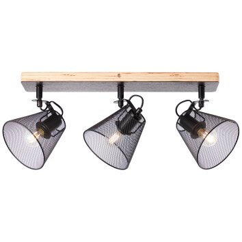 Brilliant Whole Spotlamp Hout donker, Zwart, 3-lichts