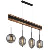 Globo LOREY Hanger Hout donker, Zwart, 4-lichts