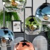 Koyoto Plafondlamp, Kogellampje Blauw, Groen, Duidelijk, Koperkleurig, 5-lichts