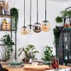 Gastor Hanglamp, Kogellampje, Hanglamp Amber, Duidelijk, Rookkleurig, 4-lichts