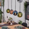 Gastor Hanglamp, Kogellampje, Hanglamp Blauw, Groen, Koperkleurig, 4-lichts