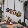 Gastor Hanglamp, Kogellampje, Hanglamp Blauw, Chroom, Groen, Koperkleurig, Rookkleurig, 4-lichts