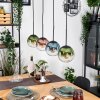 Gastor Hanglamp, Kogellampje, Hanglamp Blauw, Groen, Duidelijk, Koperkleurig, 4-lichts