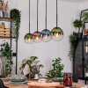 Gastor Hanglamp, Kogellampje, Hanglamp Blauw, Groen, Duidelijk, Koperkleurig, 4-lichts