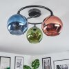 Koyoto Plafondlamp, Kogellampje 37 cm Blauw, Groen, Koperkleurig, 3-lichts