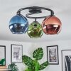 Koyoto Plafondlamp, Kogellampje 37 cm Blauw, Groen, Koperkleurig, 3-lichts