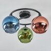 Koyoto Plafondlamp, Kogellampje 37 cm Blauw, Groen, Koperkleurig, 3-lichts