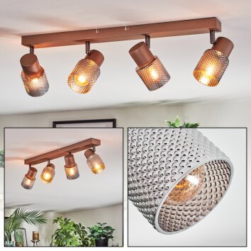 Nelar Plafondlamp, Plafondspot Brons, Chroom, 4-lichts