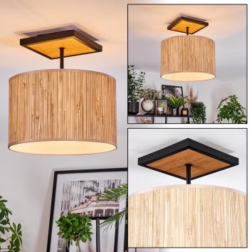 Bongal Plafondlamp Natuurlijke kleuren, Zwart, 1-licht