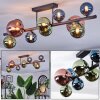 Chehalis Plafondlamp, Kogellampje Blauw, Groen, Koperkleurig, 10-lichts