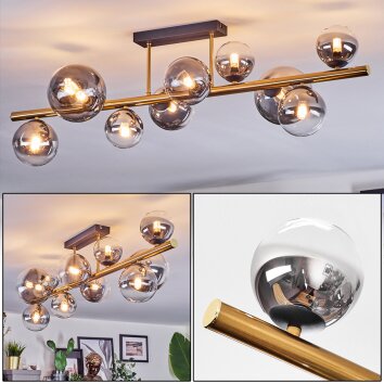 Chehalis Plafondlamp, Kogellampje Goud, Zwart, 10-lichts