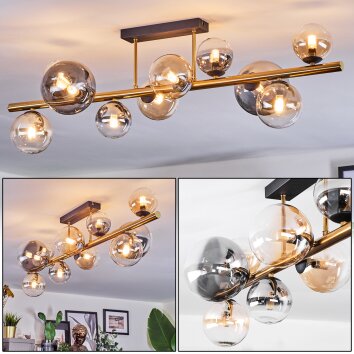 Chehalis Plafondlamp, Kogellampje Goud, Zwart, 10-lichts