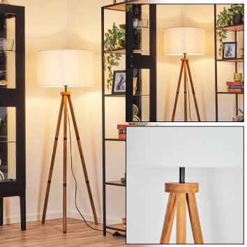 Flemming Staande lamp Hout donker, Zwart, 1-licht