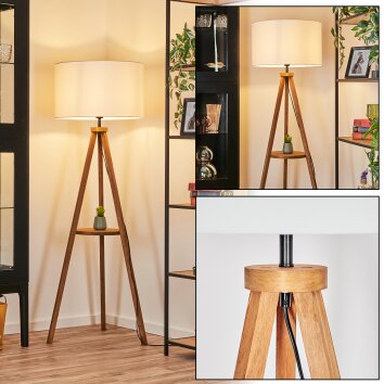 Flemming Staande lamp Hout donker, Zwart, 1-licht