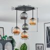 Ripoll Plafondlamp, Kogellampje Amber, Rookkleurig, 5-lichts