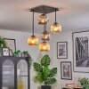 Ripoll Plafondlamp, Kogellampje Amber, Rookkleurig, 5-lichts