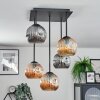 Ripoll Plafondlamp, Kogellampje Amber, Rookkleurig, 5-lichts
