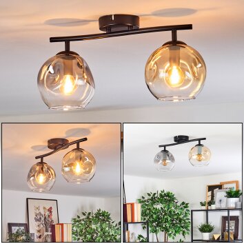 Ripoll Plafondlamp, Kogellampje Amber, Duidelijk, Rookkleurig, 2-lichts