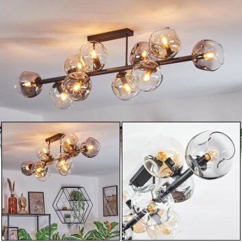 Ripoll Plafondlamp, Kogellampje Amber, Duidelijk, Rookkleurig, 10-lichts