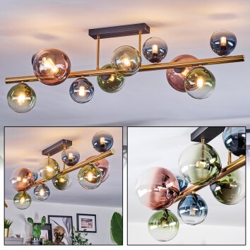 Chehalis Plafondlamp, Kogellampje Goud, Zwart, 10-lichts