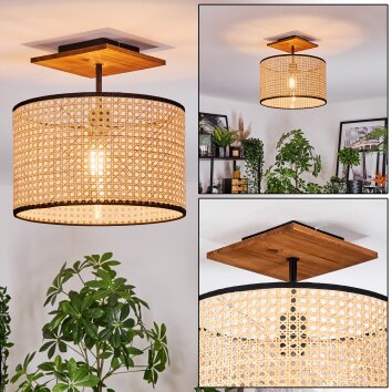 Ramila Plafondlamp Natuurlijke kleuren, Zwart, 1-licht