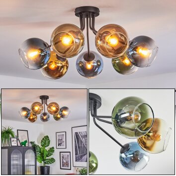 Koyoto Plafondlamp, Kogellampje 82 cm Blauw, Goud, Groen, Duidelijk, 7-lichts
